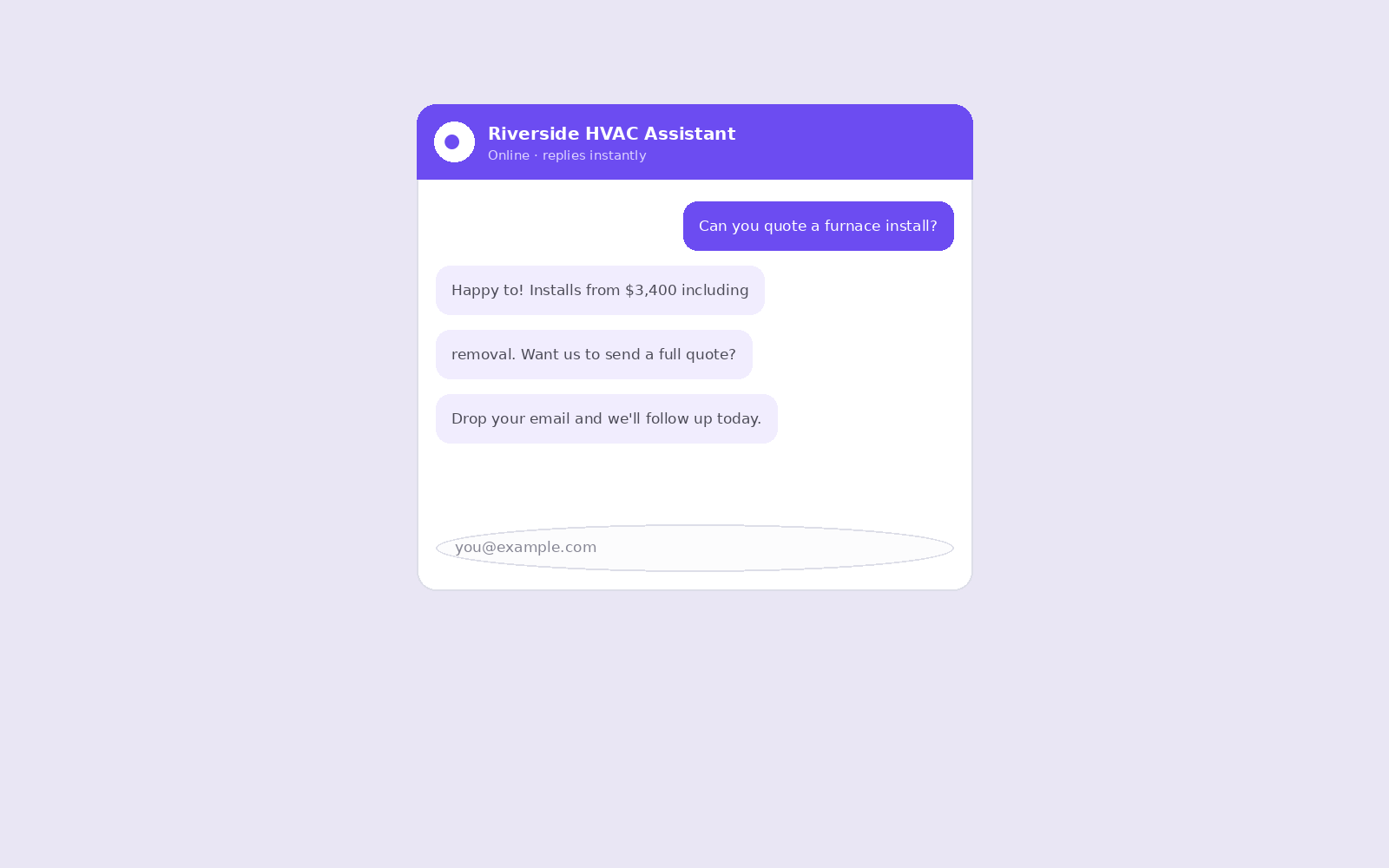 The assistant asking for an email mid-conversation