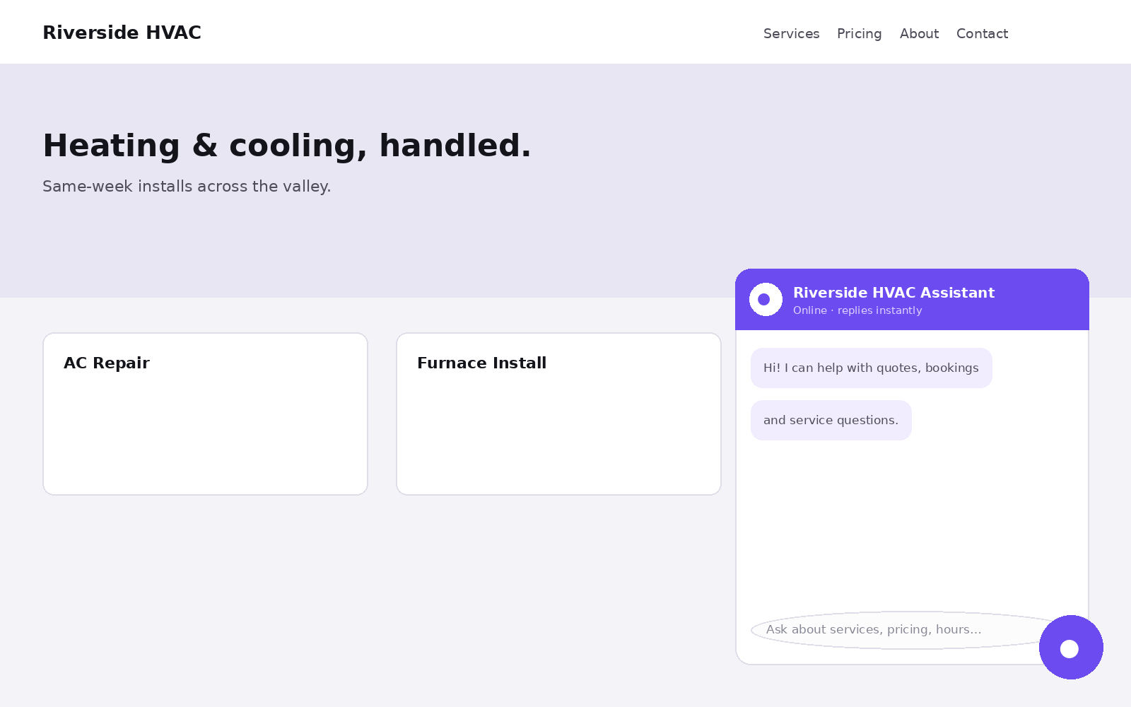 The customised widget on a live site